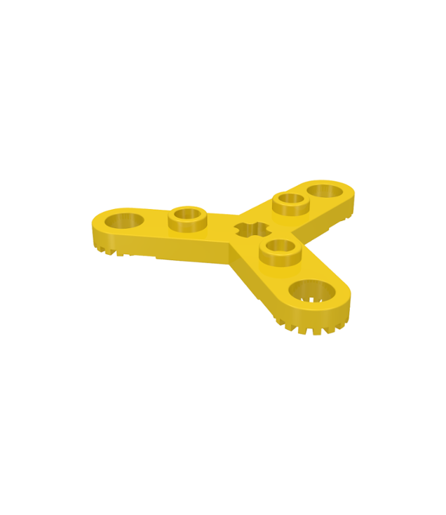 LEGO - Technic, rotorplaat 3-bladig met getande uiteinden en 3 noppen (propeller) (Vintage jaren ’90 onderdeel) - Yellow | N