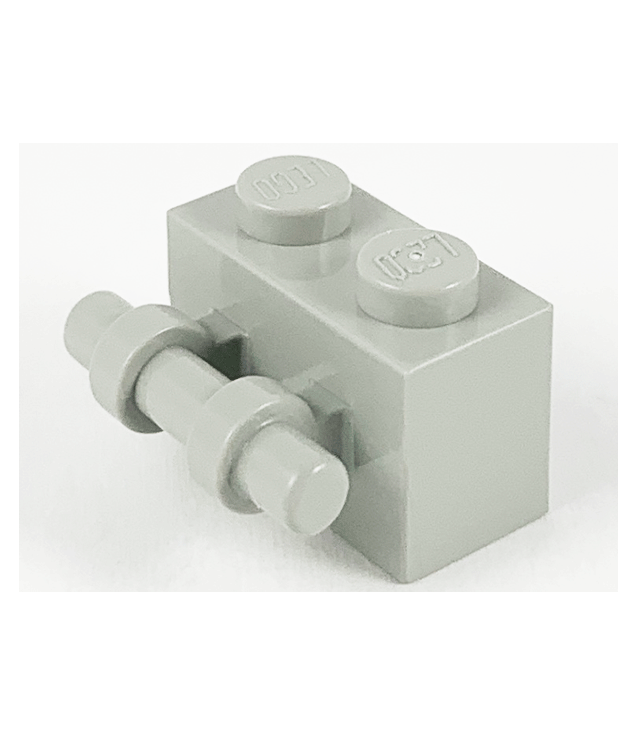 LEGO - Steen, gemodificeerd 1 x 2 met staaf-handgreep aan zijkant (Vintage jaren ’90 onderdeel) - Light Gray | N