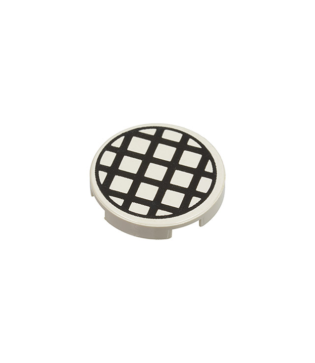 LEGO - Tegel, rond 2 x 2 met groot zwart roosterpatroon (Vintage jaren ’90 onderdeel) - White | N
