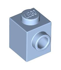 LEGO - Steen, gemodificeerd 1 x 1 met nop aan zijkant - Bright Light Blue | N - Thumbnail