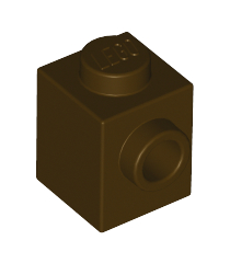 LEGO - Steen, gemodificeerd 1 x 1 met nop aan zijkant - Dark Brown | N - Thumbnail