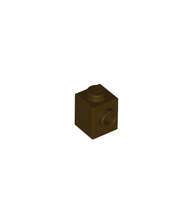 LEGO - Steen, gemodificeerd 1 x 1 met nop aan zijkant - Dark Brown | N