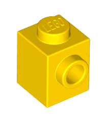 LEGO - Steen, gemodificeerd 1 x 1 met nop aan zijkant - Yellow | N - Thumbnail
