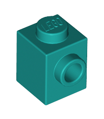LEGO - Steen, gemodificeerd 1 x 1 met nop aan zijkant - Dark Turquoise | N - Thumbnail