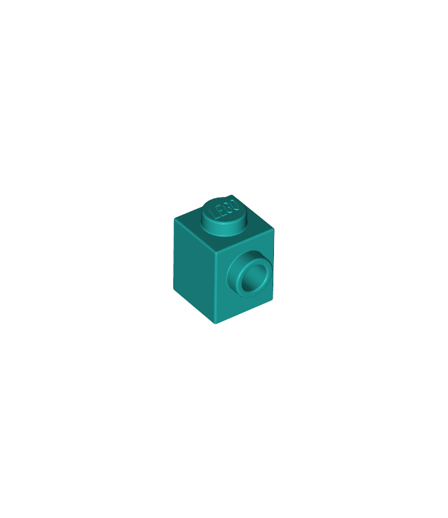 LEGO - Steen, gemodificeerd 1 x 1 met nop aan zijkant - Dark Turquoise | N
