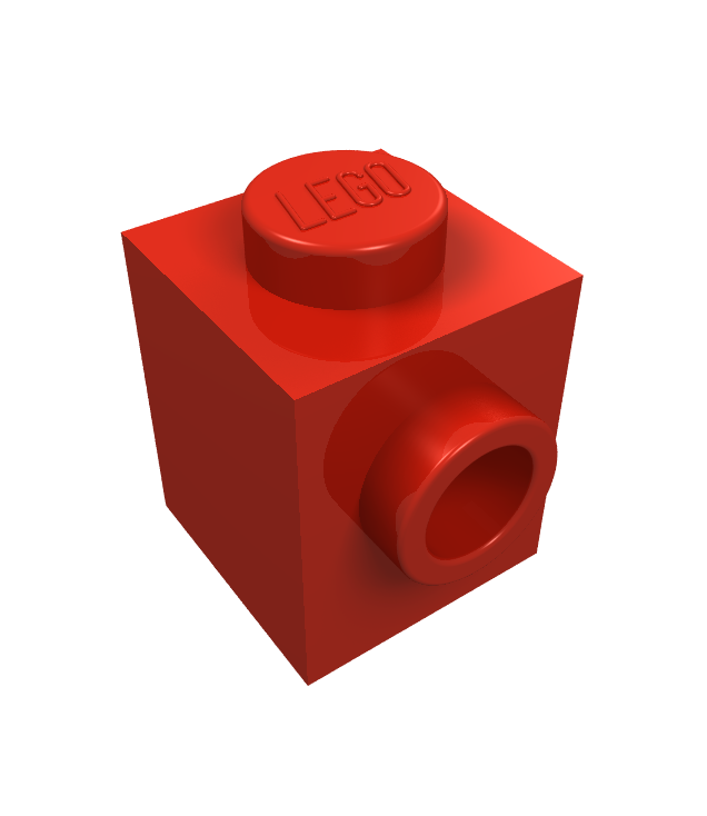 LEGO - Steen, gemodificeerd 1 x 1 met nop aan zijkant - Red | N