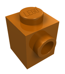 LEGO - Steen, gemodificeerd 1 x 1 met nop aan zijkant - Dark Orange | N - Thumbnail