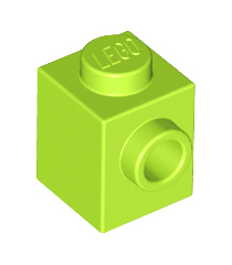 LEGO - Steen, gemodificeerd 1 x 1 met nop aan zijkant - Lime | N - Thumbnail