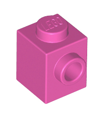 LEGO - Steen, gemodificeerd 1 x 1 met nop aan zijkant - Dark Pink | N - Thumbnail