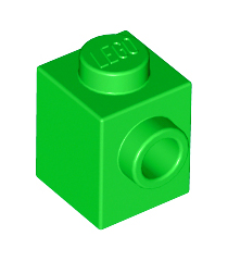LEGO - Steen, gemodificeerd 1 x 1 met nop aan zijkant - Bright Green | N - Thumbnail