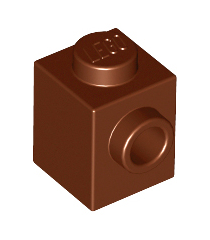 LEGO - Steen, gemodificeerd 1 x 1 met nop aan zijkant - Reddish Brown | N - Thumbnail