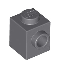 LEGO - Steen, gemodificeerd 1 x 1 met nop aan zijkant - Dark Bluish Gray | N - Thumbnail