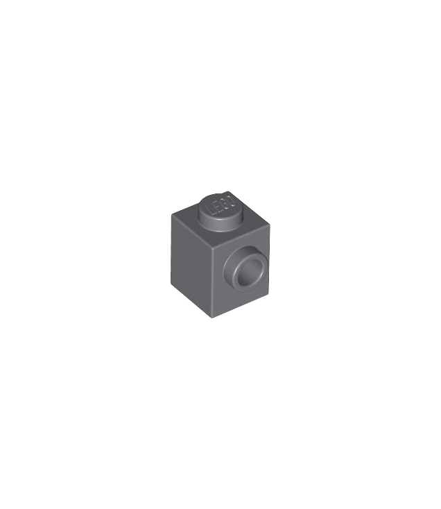 LEGO - Steen, gemodificeerd 1 x 1 met nop aan zijkant - Dark Bluish Gray | N