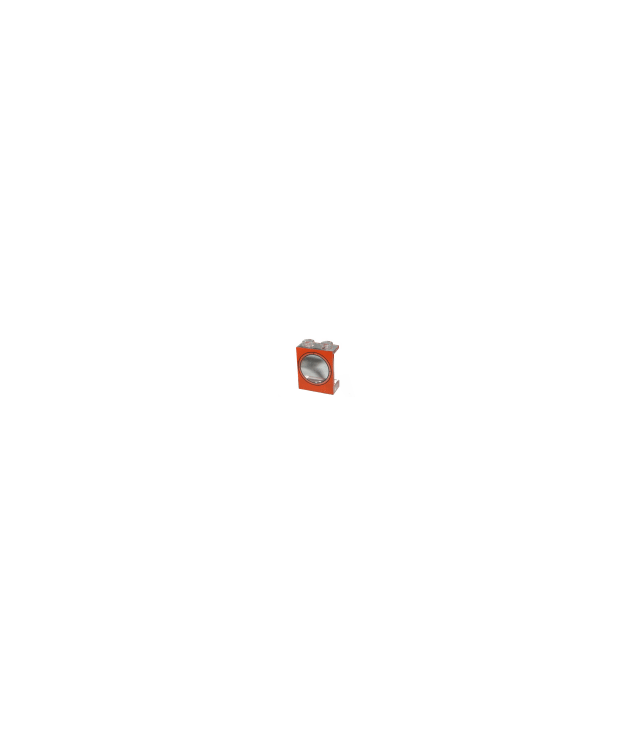LEGO - Paneel 1 x 2 x 2 met holle noppen en patrijspoort op rode achtergrond (Vintage jaren 2000 onderdeel) - Trans-Clear | N