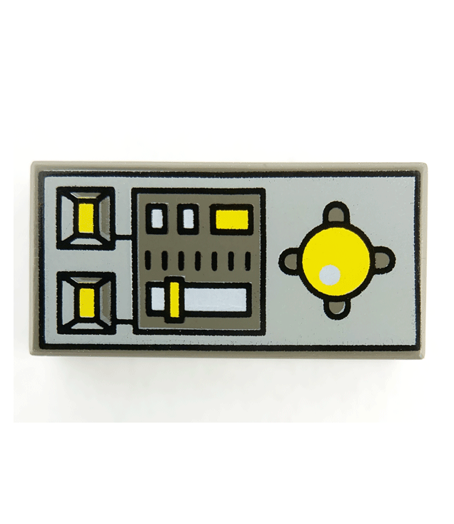LEGO - Tegel 1 x 2 met voertuig-bedieningspaneelopdruk (Vintage jaren ’90 onderdeel) - Dark Gray | N