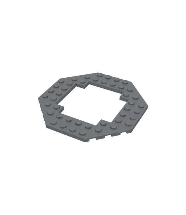 LEGO - Plaat, gemodificeerd 10 x 10 achthoekig met 6 x 6 open midden (Vintage jaren 2000 onderdeel) - Dark Bluish Gray | N