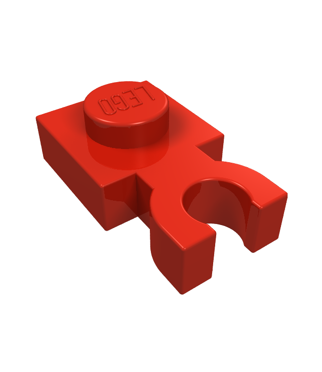LEGO - Plaat, gemodificeerd 1 x 1 met dikke U-clip (verticale greep) (Vintage jaren ’90 onderdeel) - Red | N