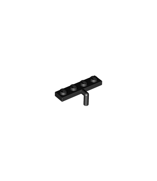 LEGO - Plaat, gemodificeerd 1 x 4 met staafarm omlaag (Vintage jaren ’90 onderdeel) - Black | N