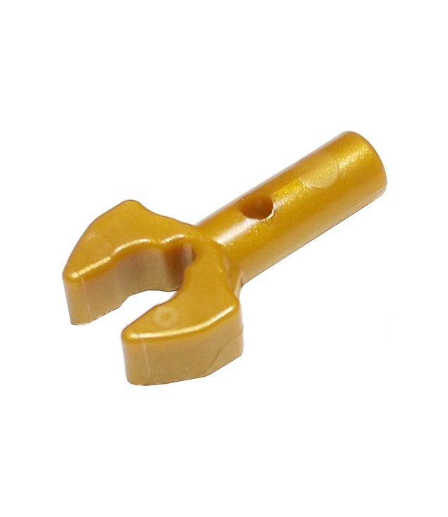 LEGO - Staaf 1L met clip, mechanische klauw - afgesneden randen en gat aan zijkant - Pearl Gold | N