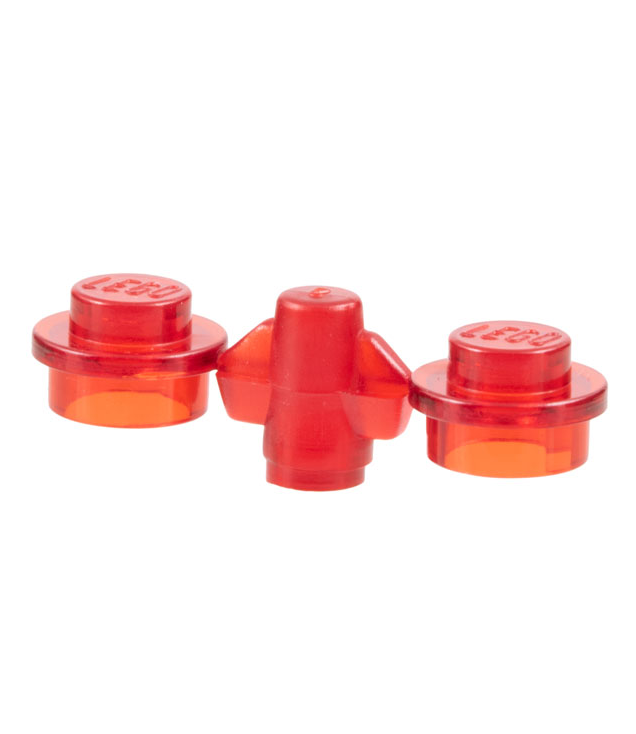 LEGO - Plaat, rond 1 x 1, 2 aan gietraam (Vintage jaren ’90 onderdeel) - Trans-Red | N