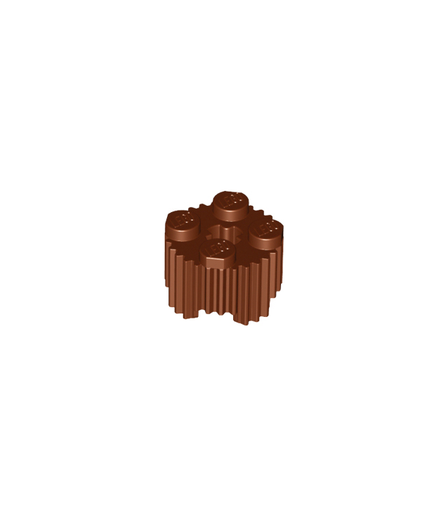 LEGO - Steen, rond 2 x 2 met as-gat en rooster / geribbeld profiel - Reddish Brown | N