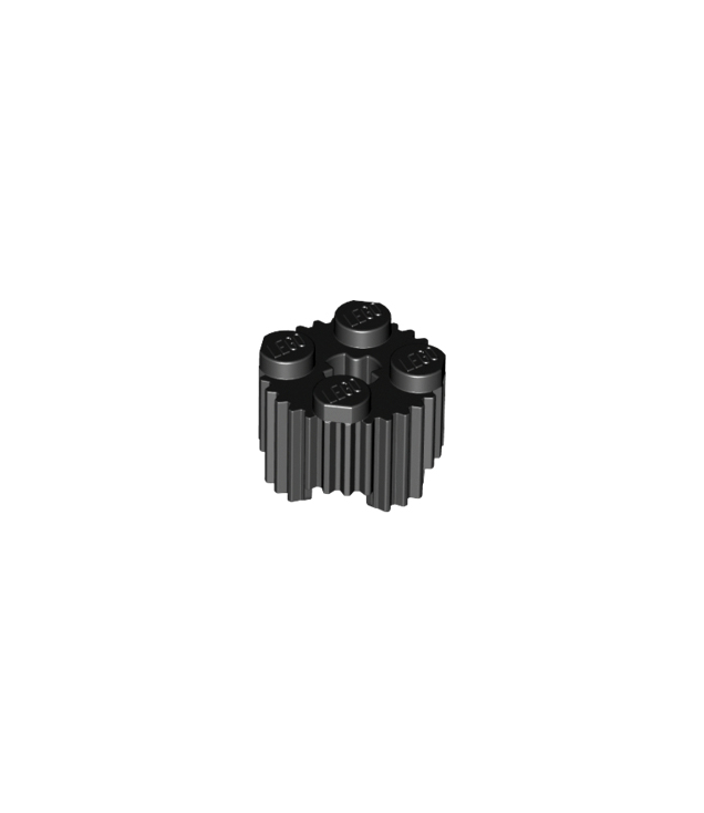 LEGO - Steen, rond 2 x 2 met as-gat en rooster / geribbeld profiel - Black | N