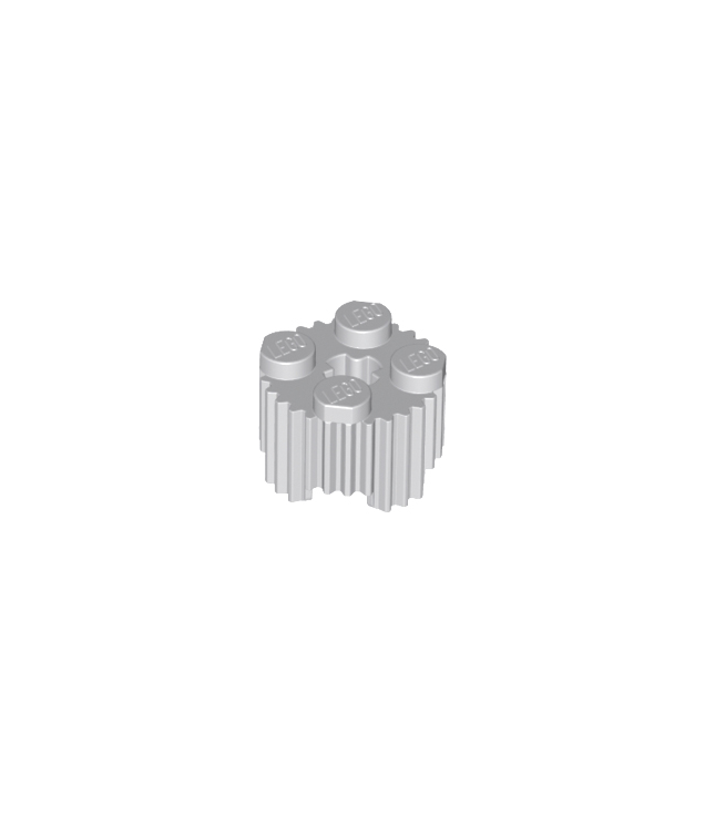 LEGO - Steen, rond 2 x 2 met as-gat en rooster / geribbeld profiel - Light Bluish Gray | N