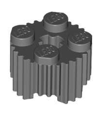 LEGO - Steen, rond 2 x 2 met as-gat en rooster / geribbeld profiel - Dark Bluish Gray | N - Thumbnail