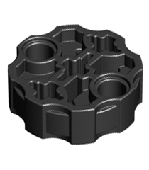 LEGO - Technic, asverbindingsblok rond met 2 pen-gaten en 3 as-gaten (Hero Factory-wapenloop) - Black | N - Thumbnail