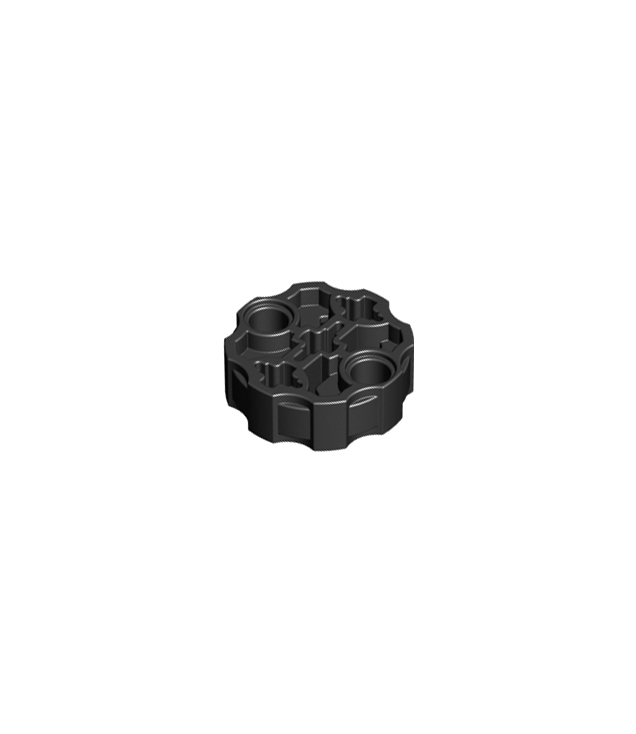 LEGO - Technic, asverbindingsblok rond met 2 pen-gaten en 3 as-gaten (Hero Factory-wapenloop) - Black | N