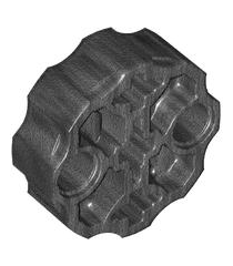 LEGO - Technic, asverbindingsblok rond met 2 pen-gaten en 3 as-gaten (Hero Factory-wapenloop) - Pearl Dark Gray | N - Thumbnail