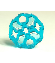 LEGO - Technic, asverbindingsblok rond met 2 pen-gaten en 3 as-gaten (Hero Factory-wapenloop) - Trans-Light Blue | N - Thumbnail