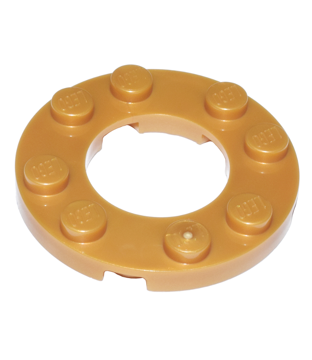 LEGO - Plaat, rond 4 x 4 met 2 x 2 rond open midden - Pearl Gold | N