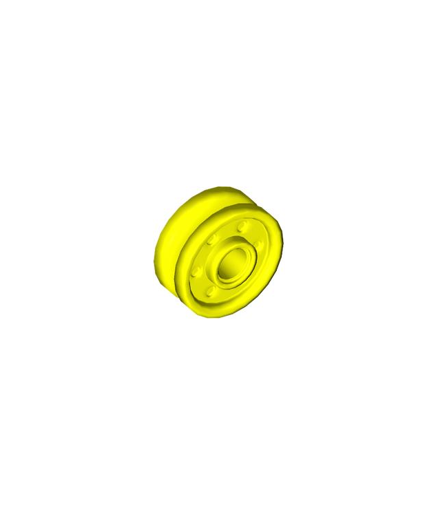LEGO - Wiel Ø18 x 8 mm met nep-bouten en diepe spaken met binnenring - Neon Yellow | N