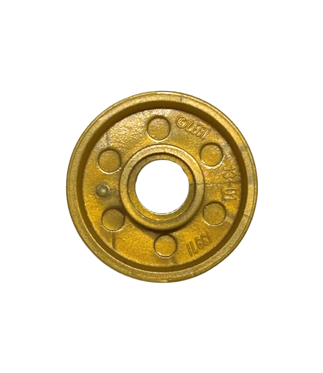 LEGO - Wiel Ø18 x 8 mm met nep-bouten en diepe spaken met binnenring - Pearl Gold | N