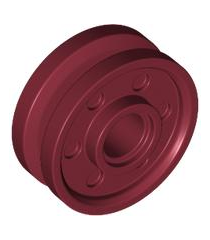 LEGO - Wiel Ø18 x 8 mm met nep-bouten en diepe spaken met binnenring - Dark Red | N - Thumbnail