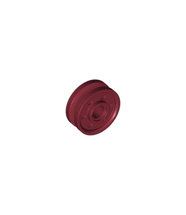 LEGO - Wiel Ø18 x 8 mm met nep-bouten en diepe spaken met binnenring - Dark Red | N