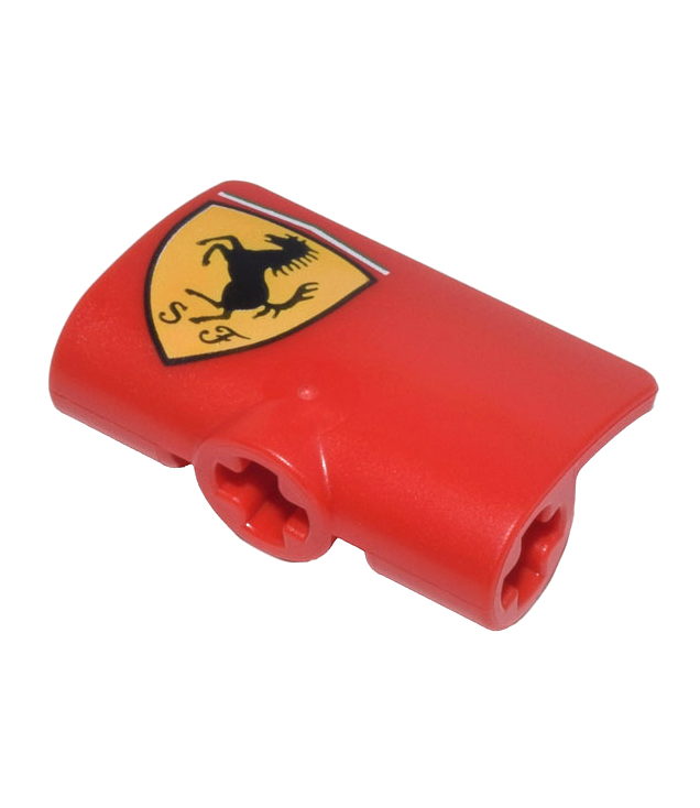 LEGO - Technic, paneel gebogen 2 x 3 x 1 met Ferrari-logo (zwart paard op geel schild), rechterzijde - Red | N