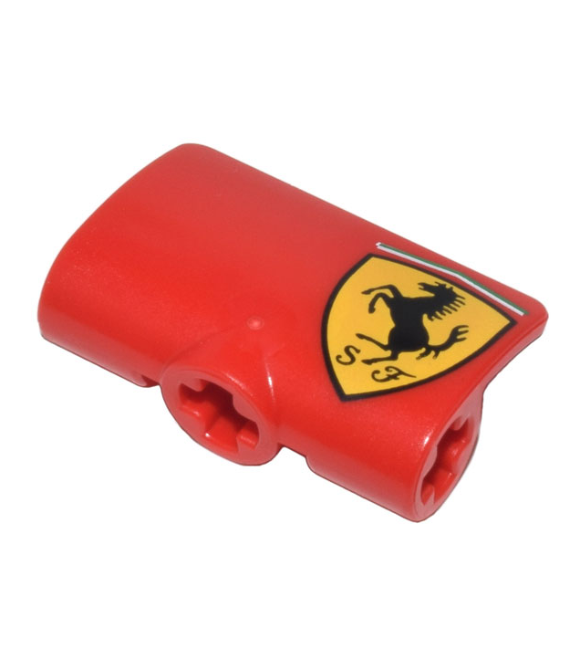 LEGO - Technic, paneel gebogen 2 x 3 x 1 met Ferrari-logo (zwart paard op geel schild), linkerzijde - Red | N