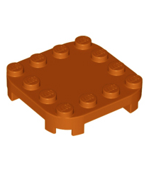 LEGO - Plaat, gemodificeerd 4 x 4 met afgeronde hoeken en 4 pootjes - Dark Orange | N - Thumbnail