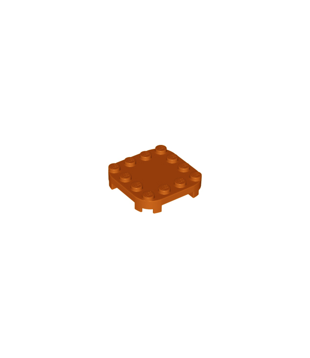 LEGO - Plaat, gemodificeerd 4 x 4 met afgeronde hoeken en 4 pootjes - Dark Orange | N