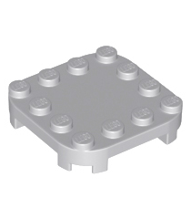 LEGO - Plaat, gemodificeerd 4 x 4 met afgeronde hoeken en 4 pootjes - Light Bluish Gray | N - Thumbnail