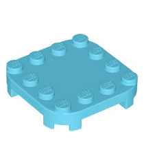 LEGO - Plaat, gemodificeerd 4 x 4 met afgeronde hoeken en 4 pootjes - Medium Azure | N - Thumbnail