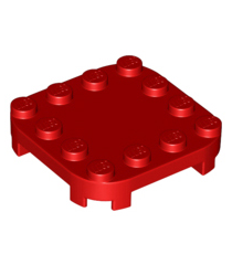 LEGO - Plaat, gemodificeerd 4 x 4 met afgeronde hoeken en 4 pootjes - Red | N - Thumbnail