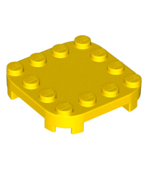 LEGO - Plaat, gemodificeerd 4 x 4 met afgeronde hoeken en 4 pootjes - Yellow | N - Thumbnail