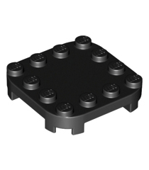 LEGO - Plaat, gemodificeerd 4 x 4 met afgeronde hoeken en 4 pootjes - Black | N - Thumbnail