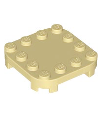 LEGO - Plaat, gemodificeerd 4 x 4 met afgeronde hoeken en 4 pootjes - Tan | N - Thumbnail