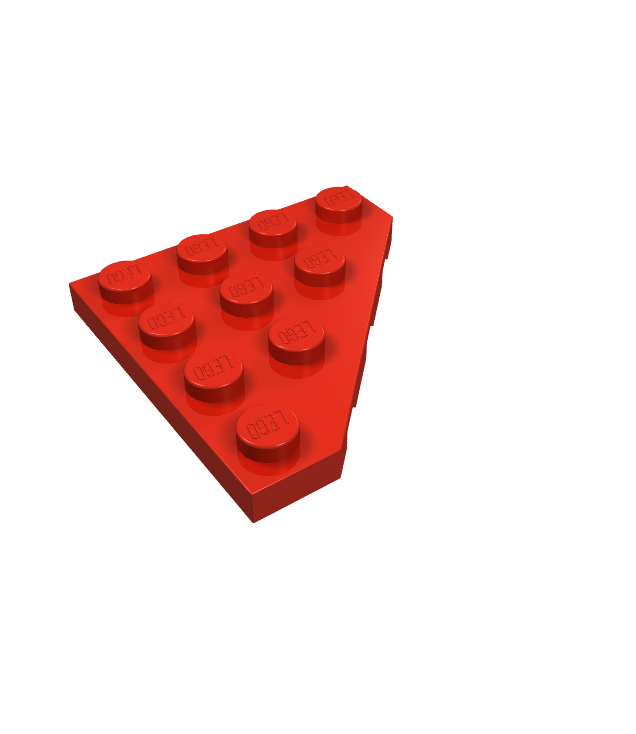 LEGO - Wig, plaat 4 x 4 met afgesneden hoek - Red | N