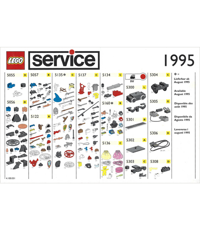 LEGO - 1995 Middel Service Packs Europees (4.100.031) (Vintage jaren ’90 catalogus) - | N