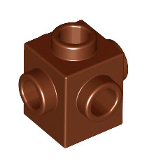 LEGO - Steen, gemodificeerd 1 x 1 met noppen aan 4 zijden - Reddish Brown | N - Thumbnail